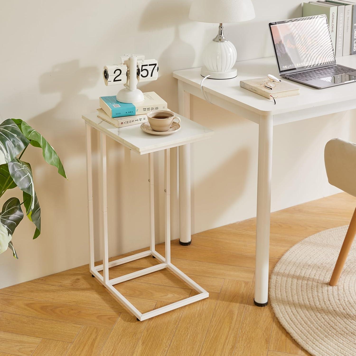 Beistelltisch mit Marmorfarbe und Metallrahmen, Industrie-Design