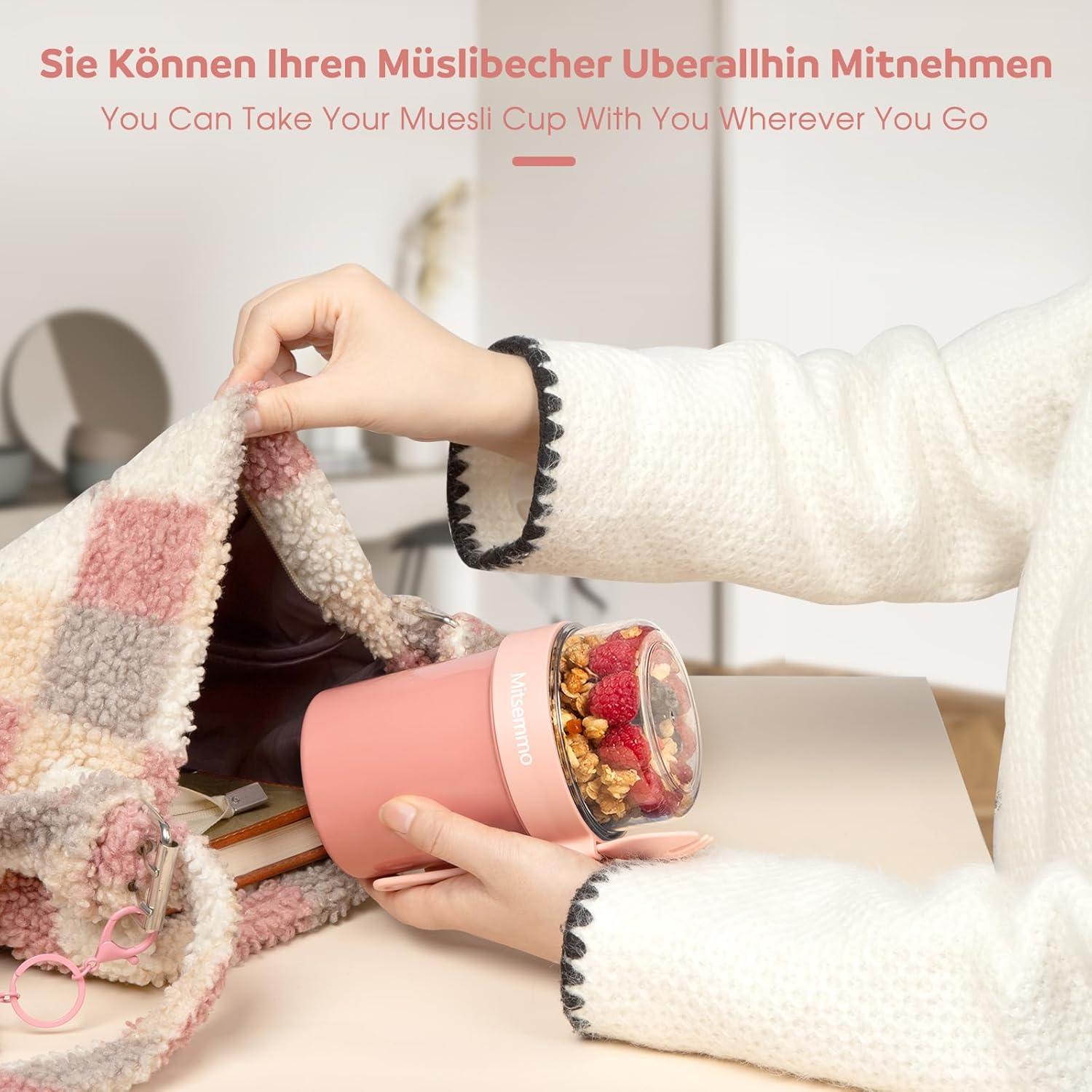 Müslibecher to Go 560ml Joghurtbecher Kinder Löffel Müsli Cup Becher Cornflakes Müslidose