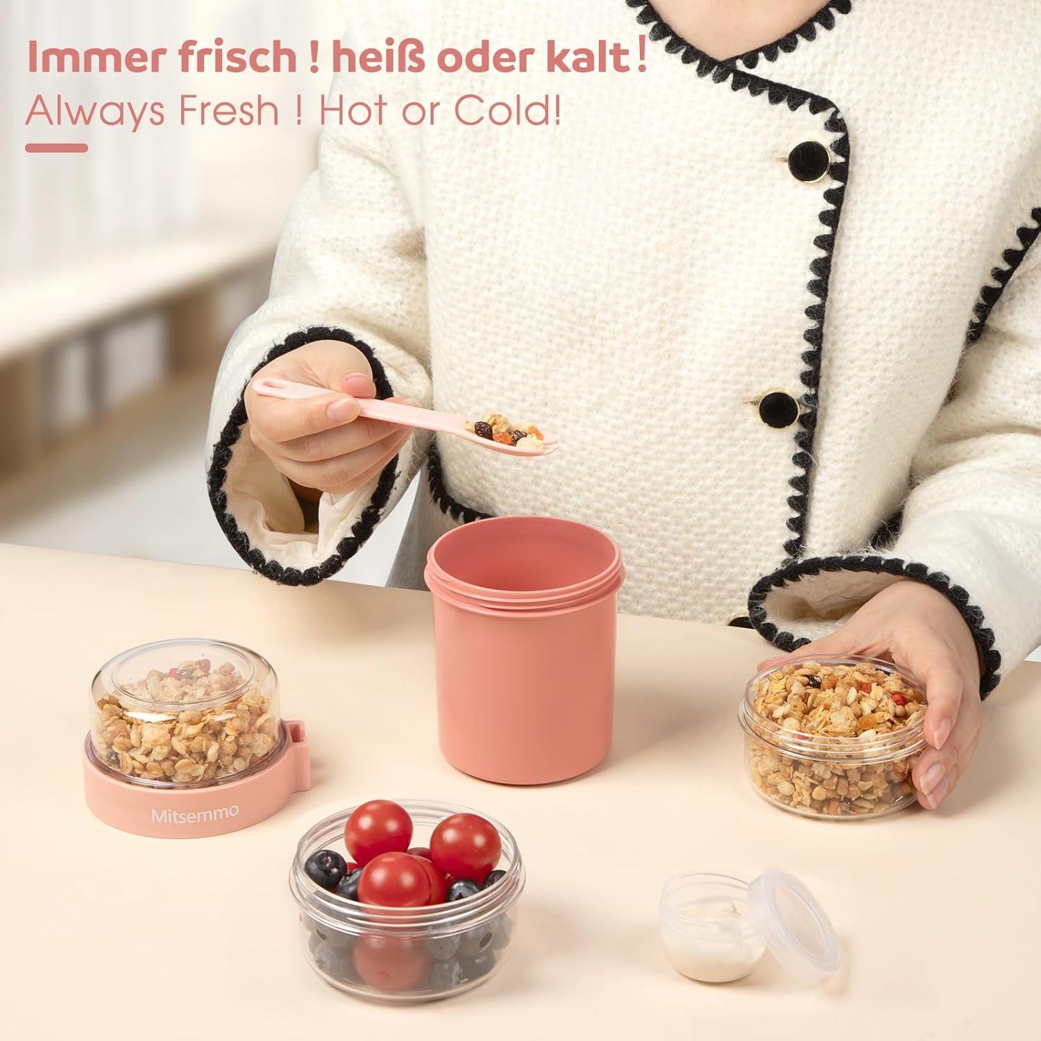 Müslibecher to Go 560ml 230ml Joghurtbecher Kinder Löffel Müsli Cup Becher