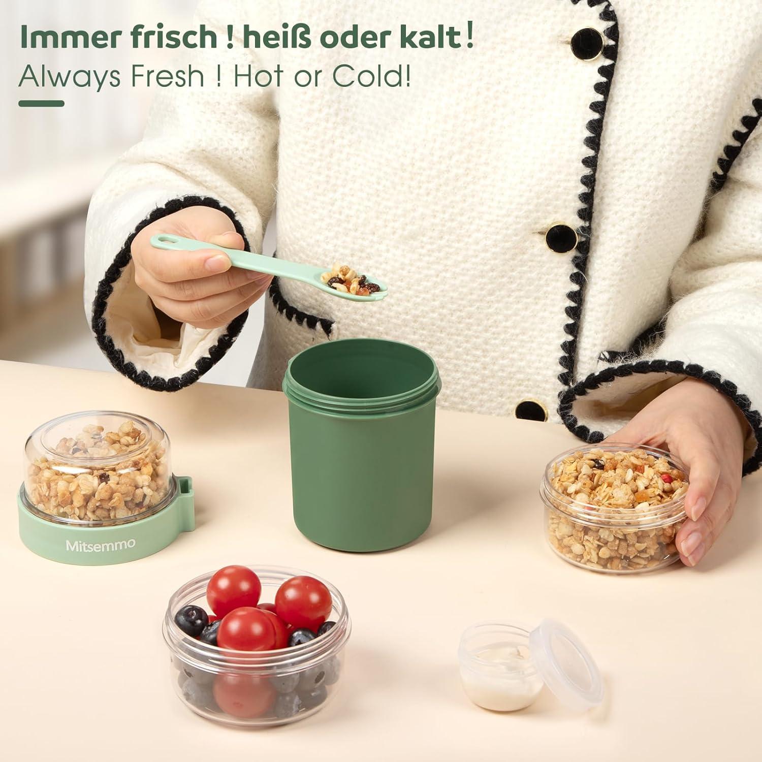 Müslibecher 560ml+230ml Joghurtbecher Kinder to Go Löffel Frühstücksdose