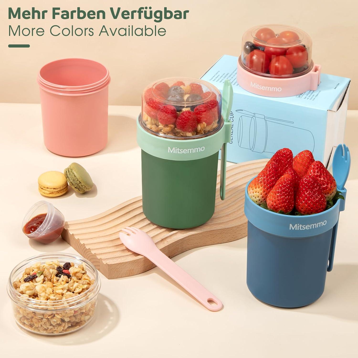 Müslibecher to Go 560 ml Joghurtbecher Kinder Löffel Müsli Cup