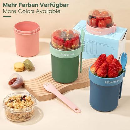 Müslibecher to Go 560 ml Joghurtbecher Kinder Löffel Müsli Cup