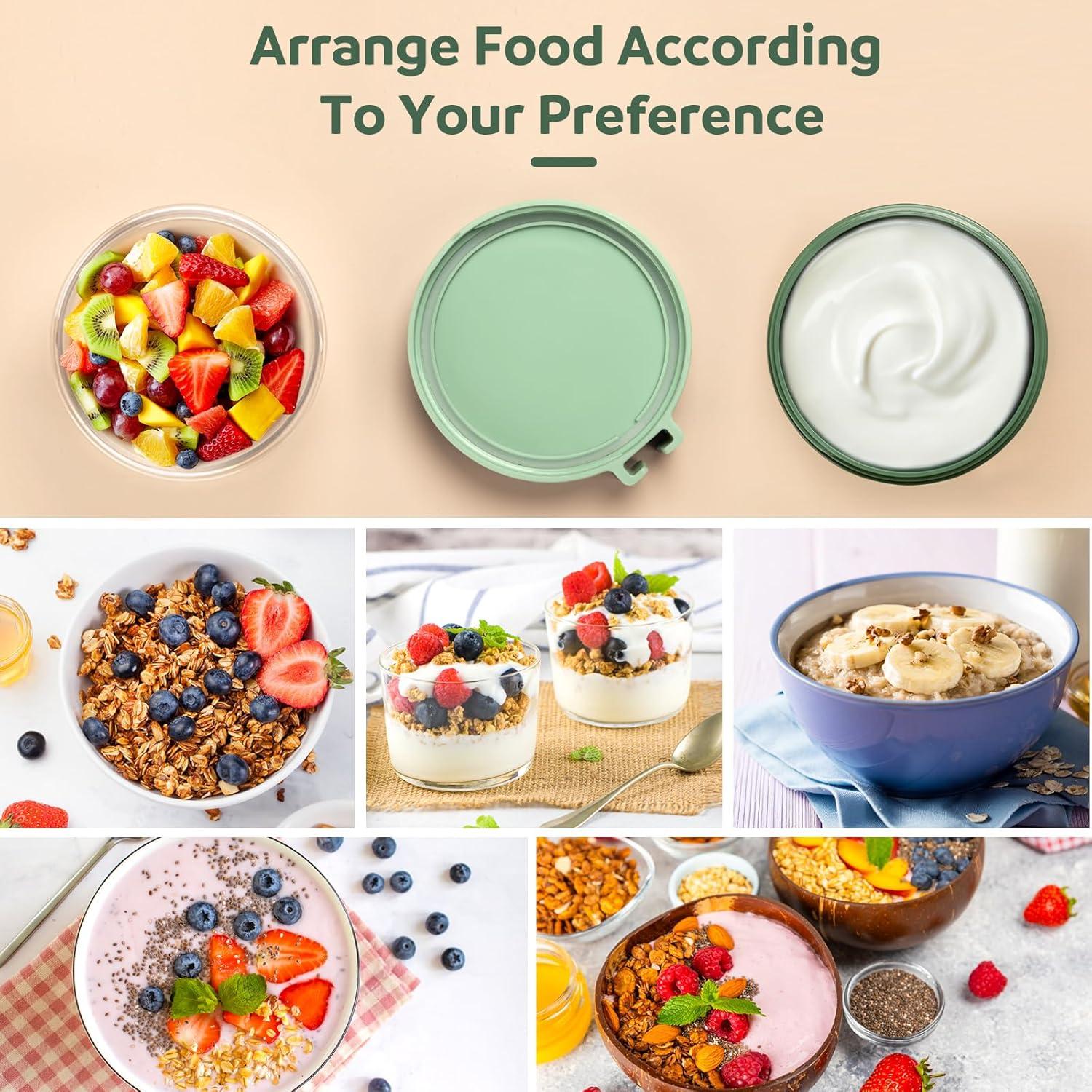 Müslibecher 560ml+230ml Joghurtbecher Kinder to Go Löffel Frühstücksdose