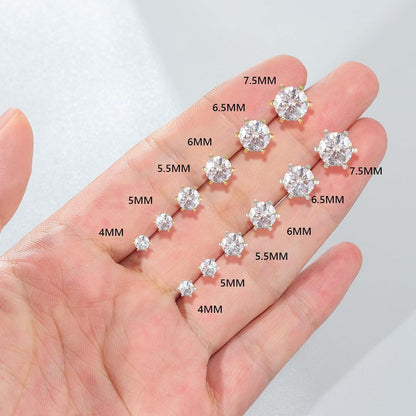 Moissanite Ohrringe 925 Silber Damen 3,0 Karat VVS1 D F Kleine 6 Krappen-Gold