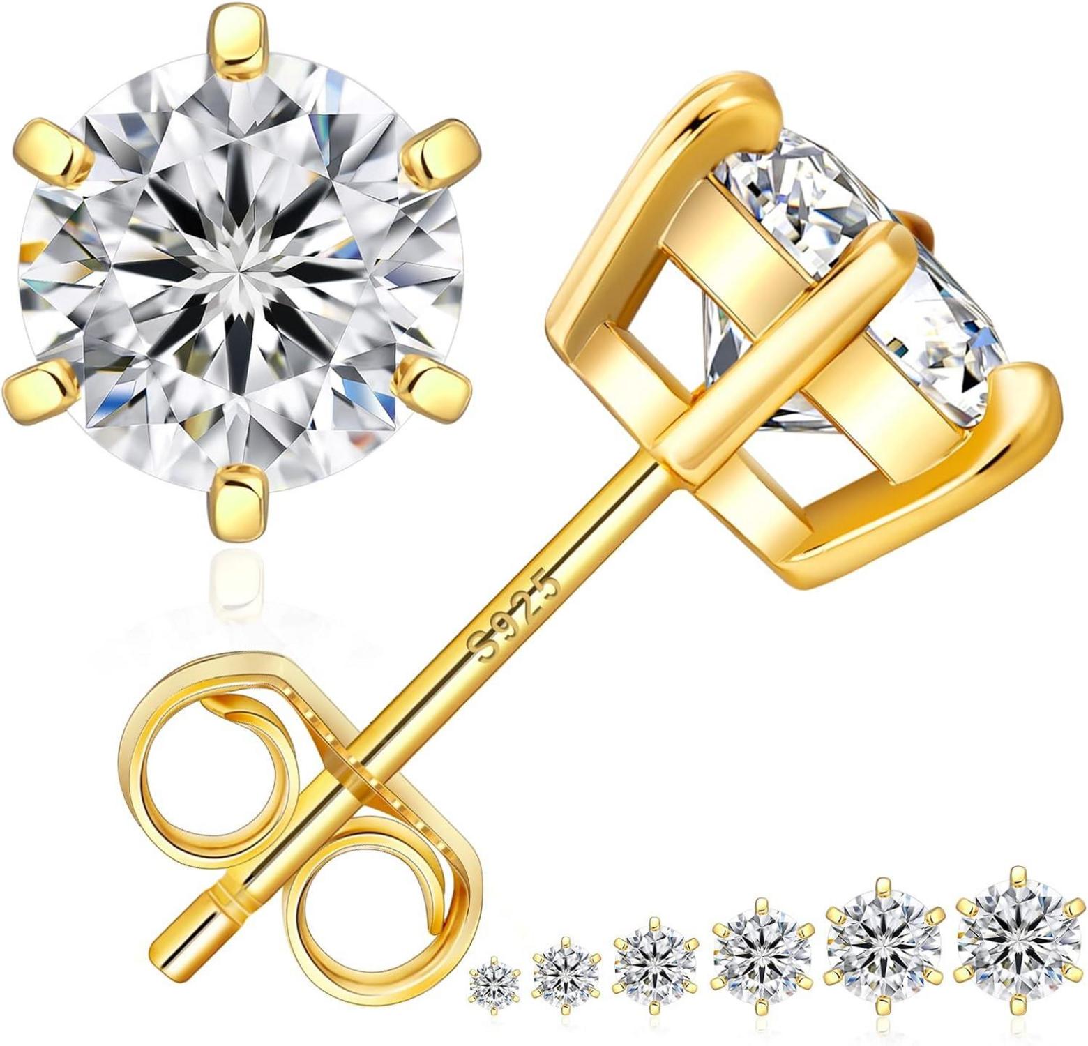 KRKC&CO Damen Ohrringe 925 Silber 3,0ct Moissanit D VVS1 Gold