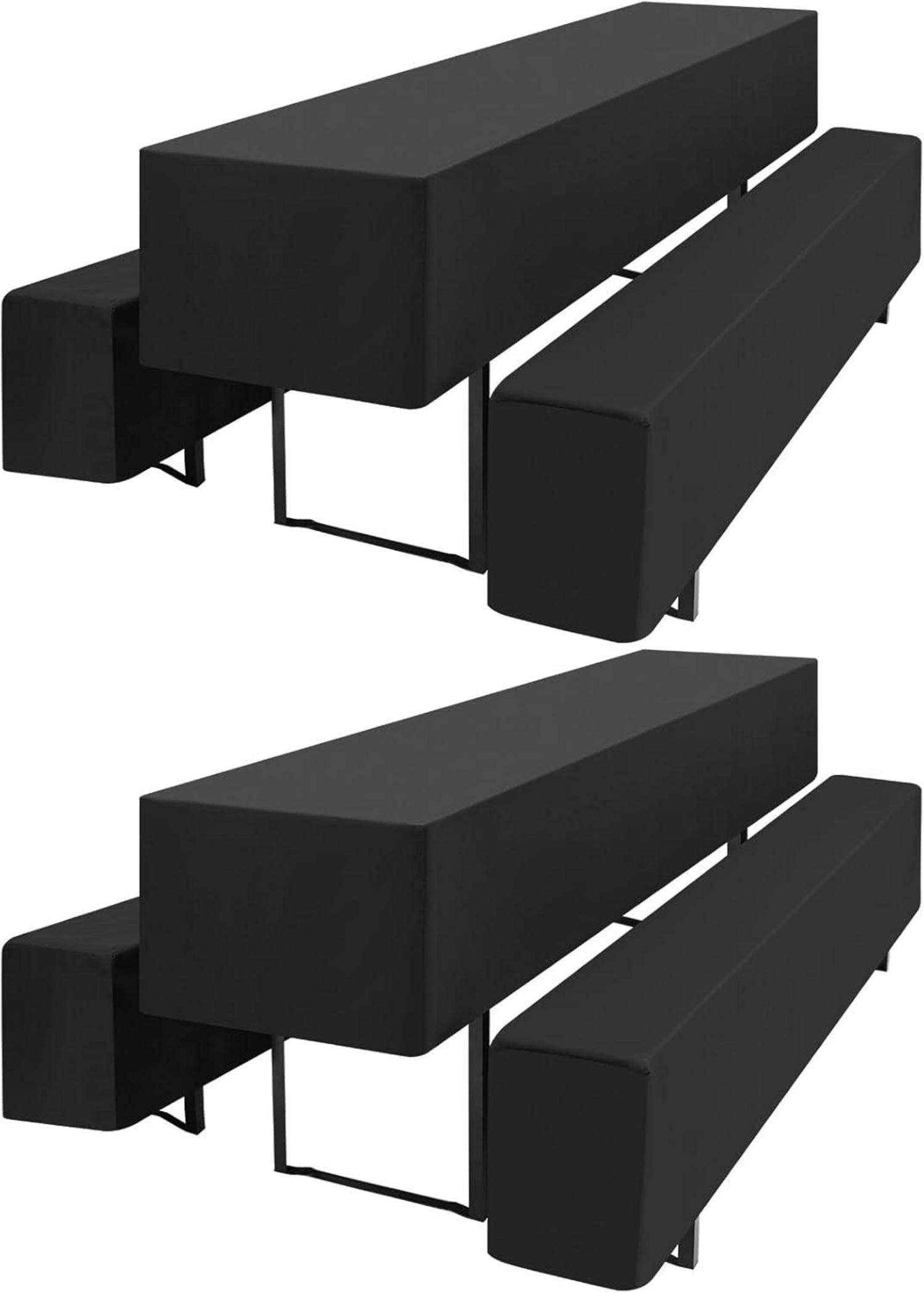 2er-Set Biertischhussen Schwarz für Bierzeltgarnituren 220x50x35cm