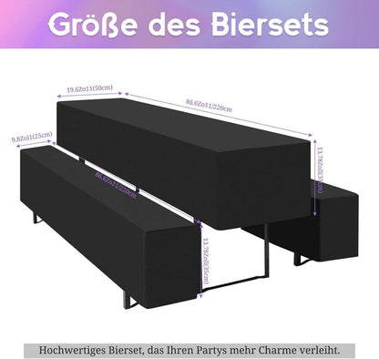 SEO Biertischhussen 2er-Set Schwarz 220x50x35cm