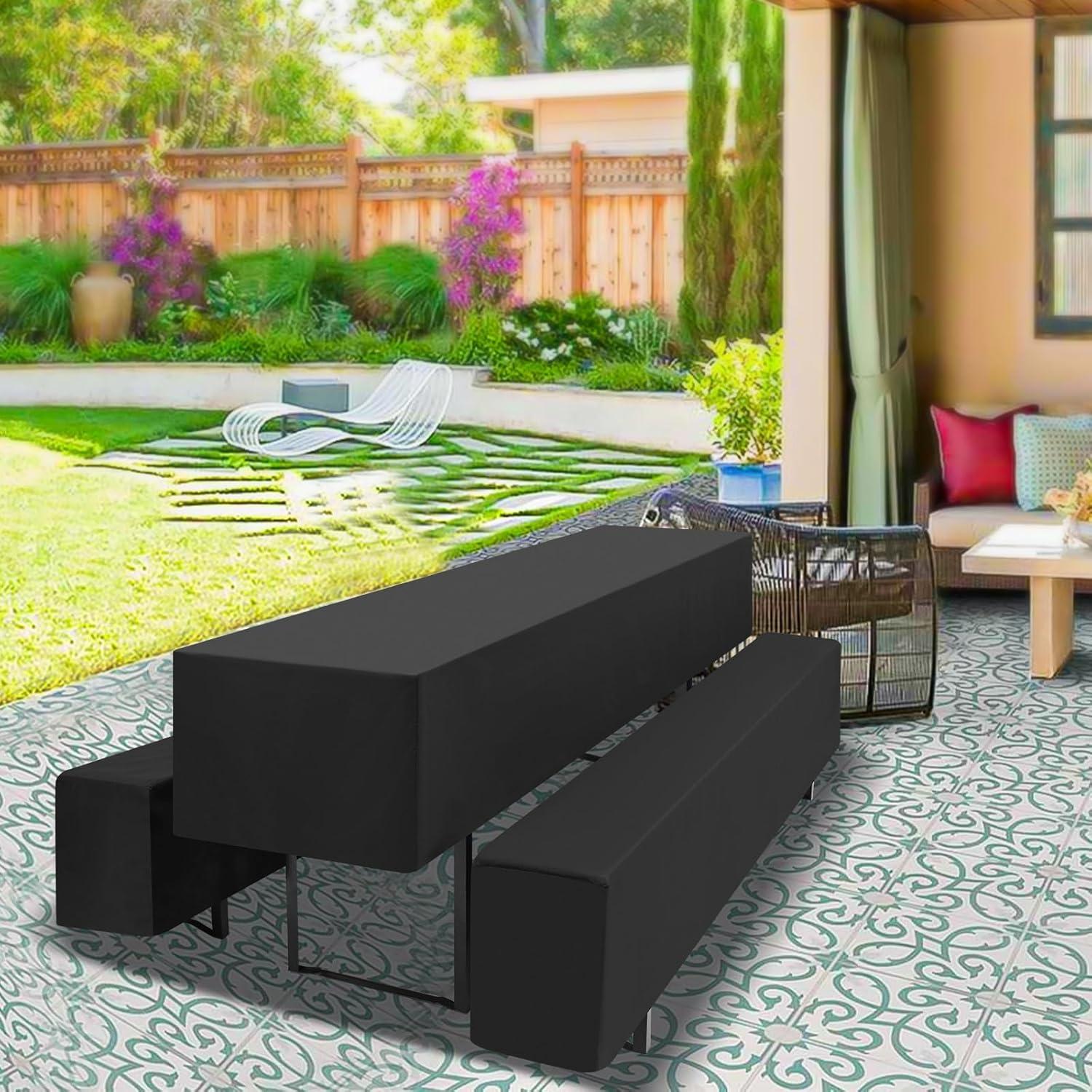YMHPRIDE Schwarz Biertischhussen und Tischdecken Set 220x50x35cm