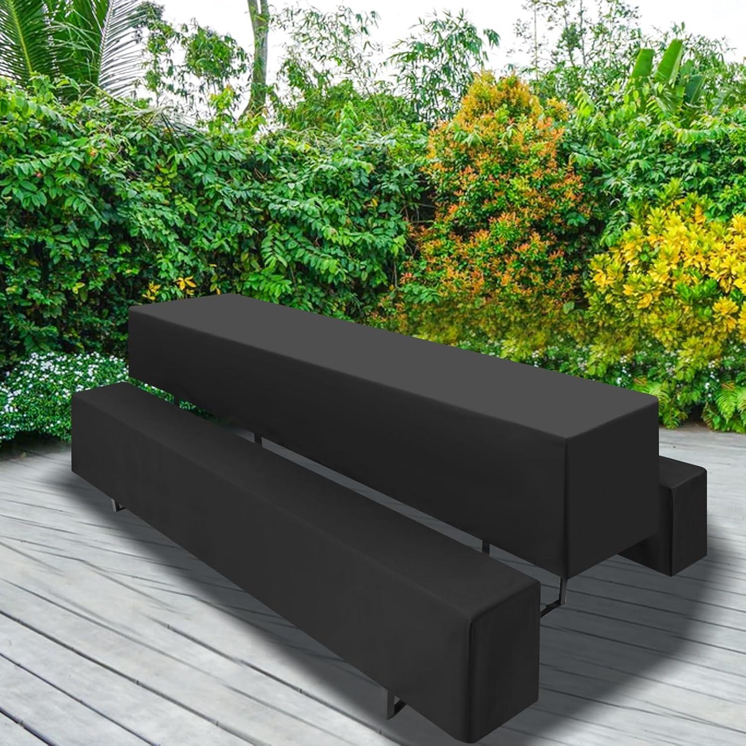 2er-Set Biertischhussen Schwarz Tischdecken 220x50x35 cm Bierbankhusse