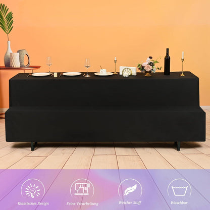 YMHPRIDE Schwarz Biertischhussen und Tischdecken Set 220x50x35cm