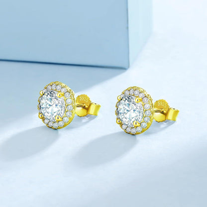 Moissanite Ohrringe Damen Silber 925 Halo Diamant 1,0/2,0 Karat VVS1