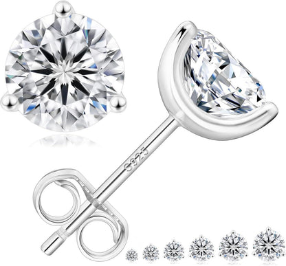 Moissanit Ohrringe Silber 925 Damen VVS1 Diamant 0,6 Karat 3-Krappen