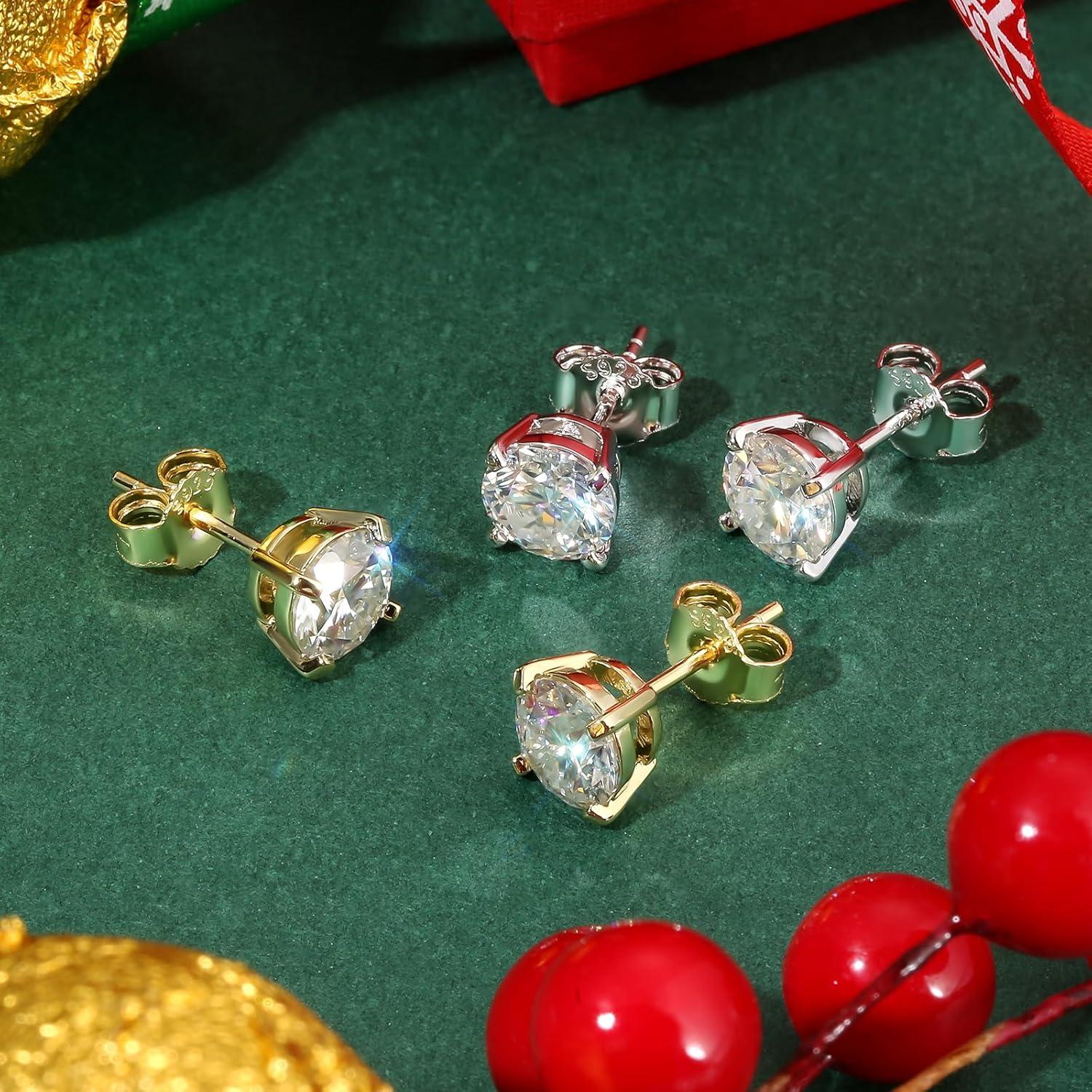 KRKC&CO Moissanite Ohrringe 925 Silber Damen 1,0 ct Diamant VVS1 D Farbe 14K Gold Geschenk Frau