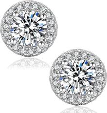 Moissanite Ohrringe Damen Halo 2,0 Karat Silber 925 Weißgold