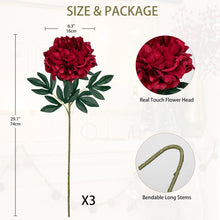 3er Set Künstliche Pfingstrosen Stiel