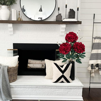 3er Set Künstliche Pfingstrosen Stiel 74cm, Rosen Pfingstrosen Bouquet