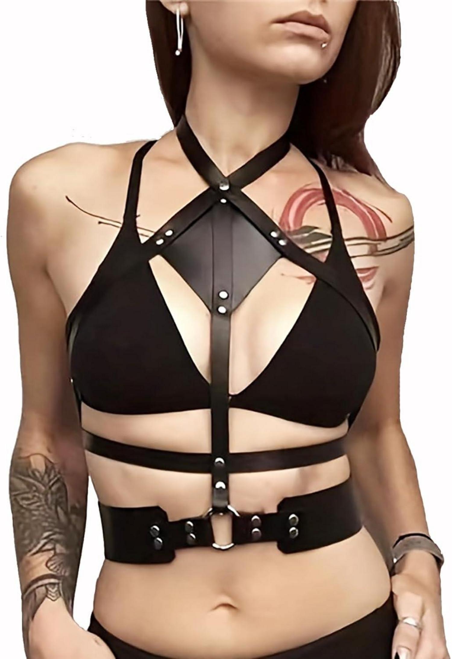 Punk Taille Cupless Leder Harness Gothic Bondage BDSM Frauen