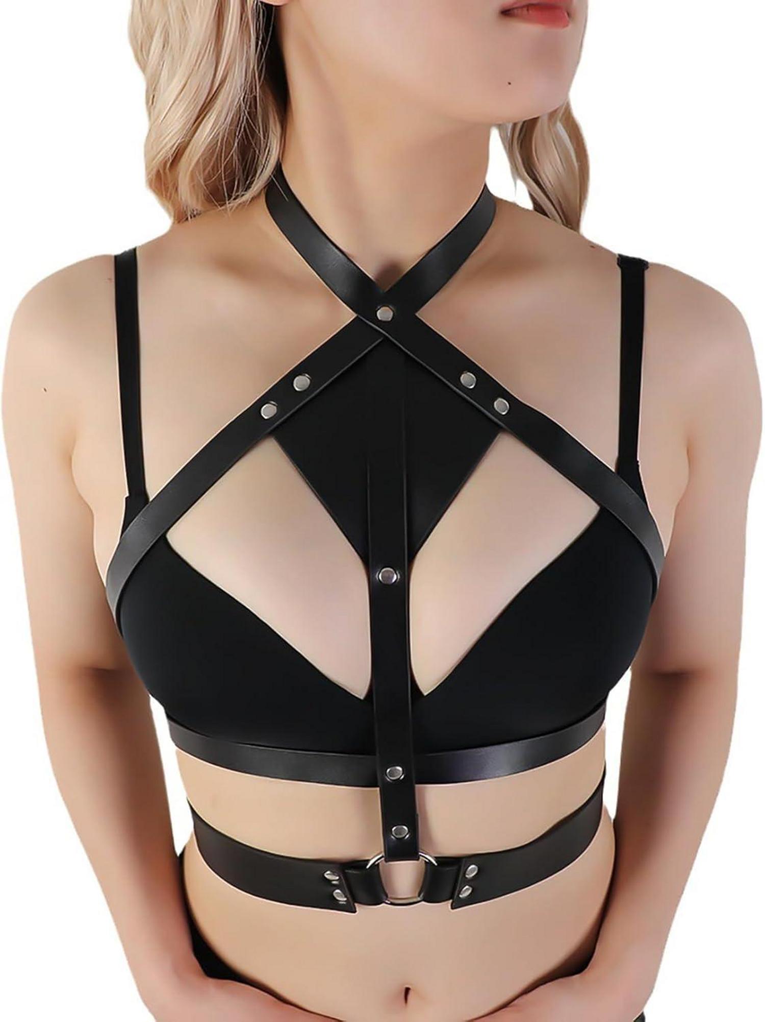Leder Punk Taille Harness Körperkette Gothic Cupless Dessous