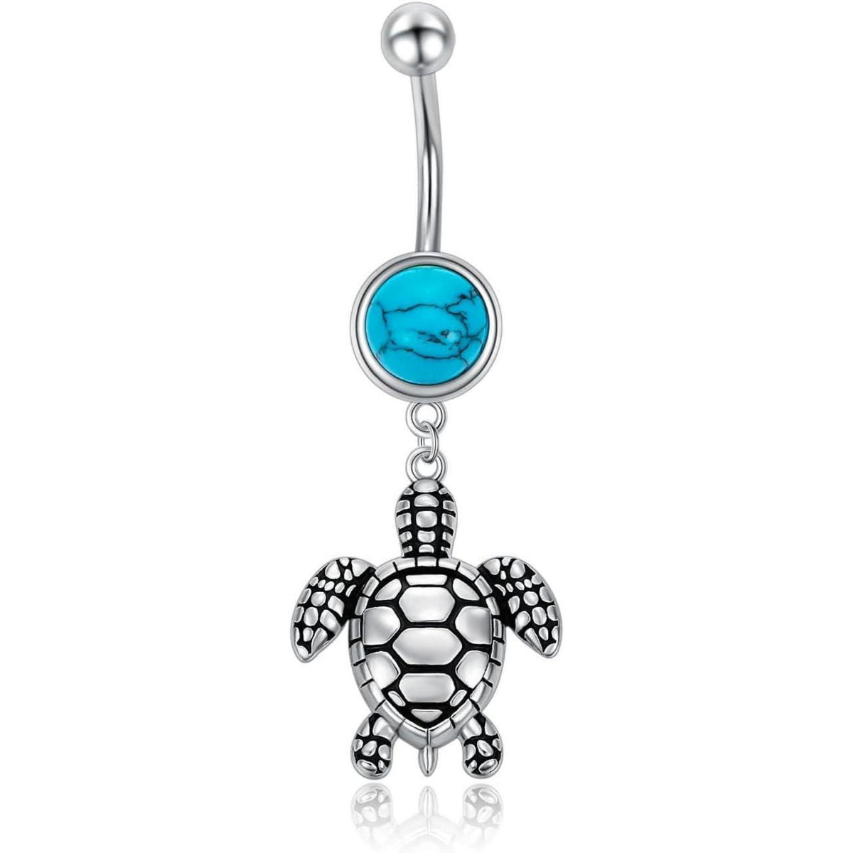 Bauchnabelring Schildkröte 925 Sterling Silber mit Türkis