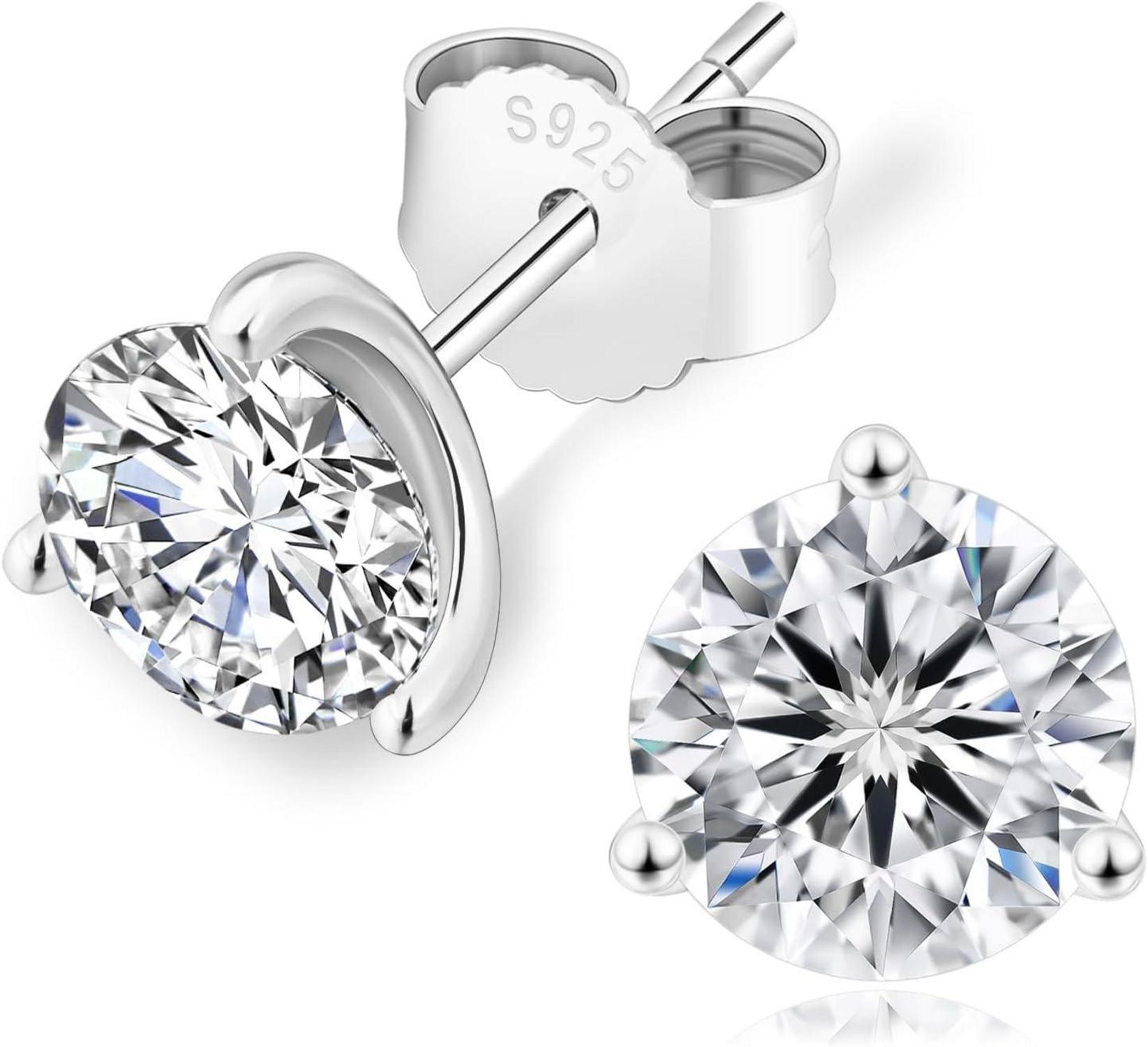 Moissanite Ohrringe 925 Silber Damen 2,0 Karat VVS1 D Weißgold