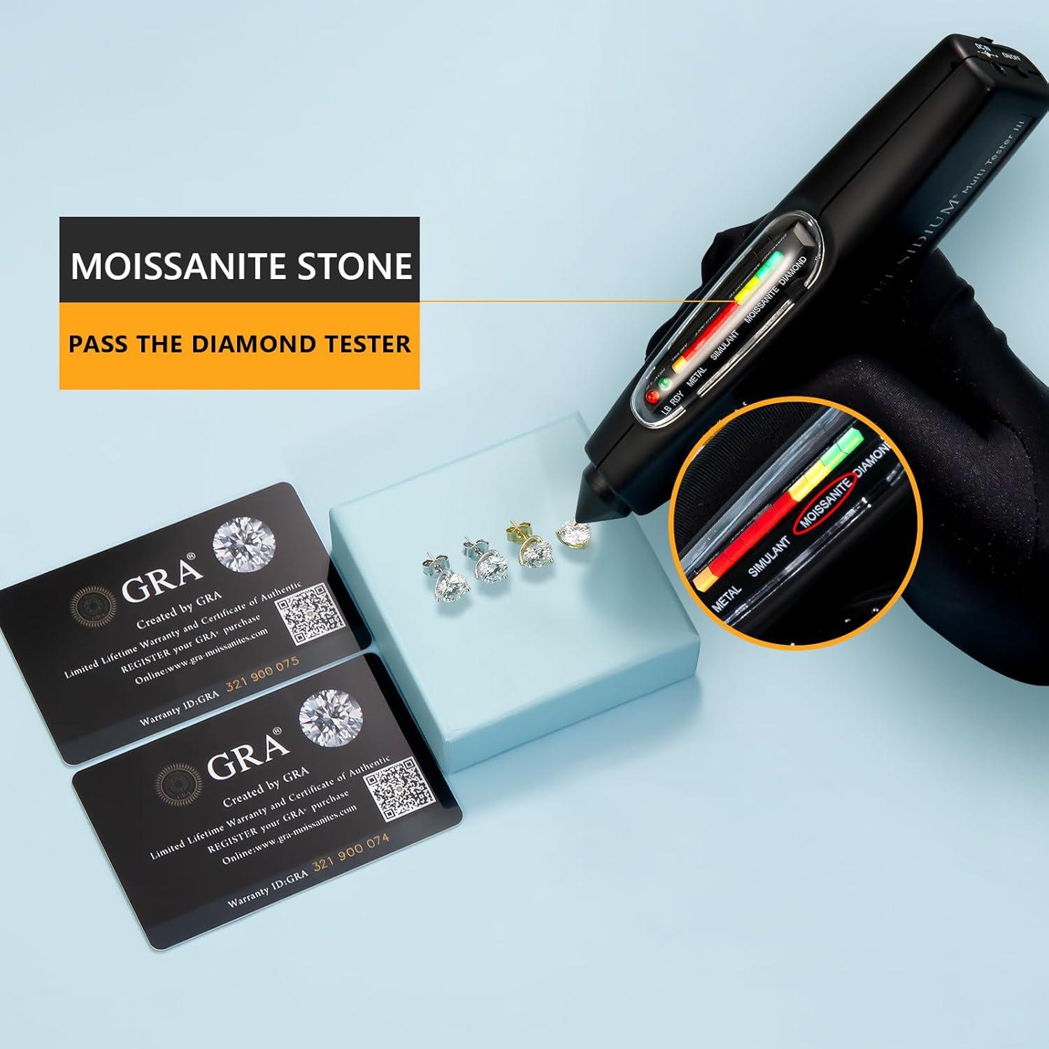 Moissanite Ohrringe Silber 925 Damen 2,0 Karat Diamant Ohrstecker VVS1 D Farbe 6,5 mm