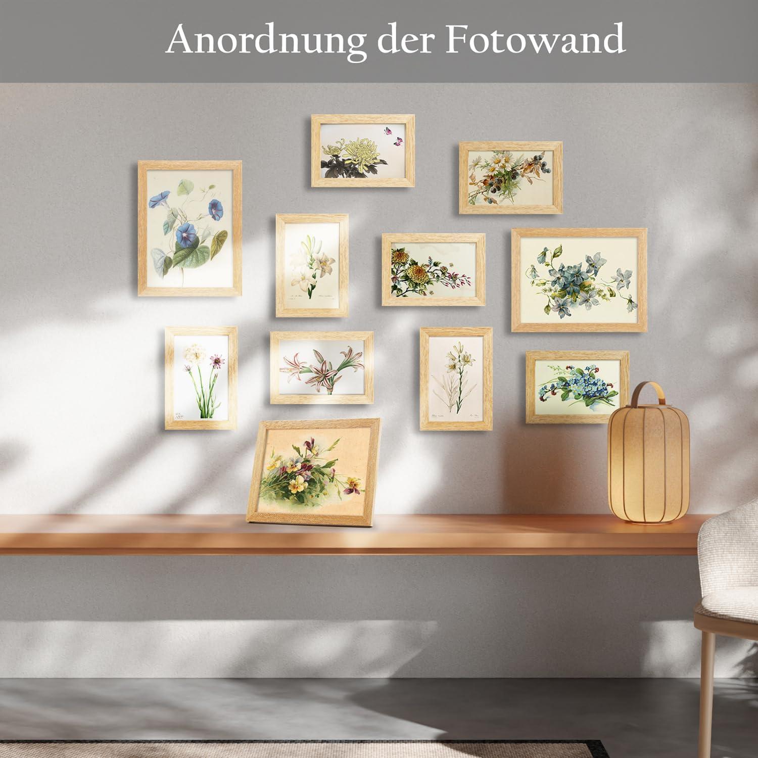 2er Set Kleine Bilderrahmen 10x15 cm MDF Eichenoptik Drehverschluss