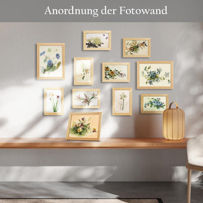 2er Set Kleine Bilderrahmen 10x15 cm MDF Eichenoptik Drehverschluss
