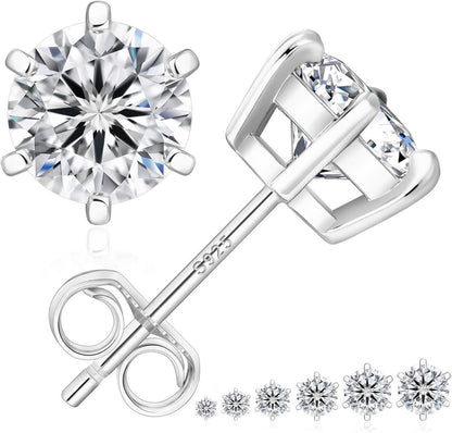 Moissanite Ohrringe Silber 925 Damen 5mm 1ct D VVS1 6 Krappen