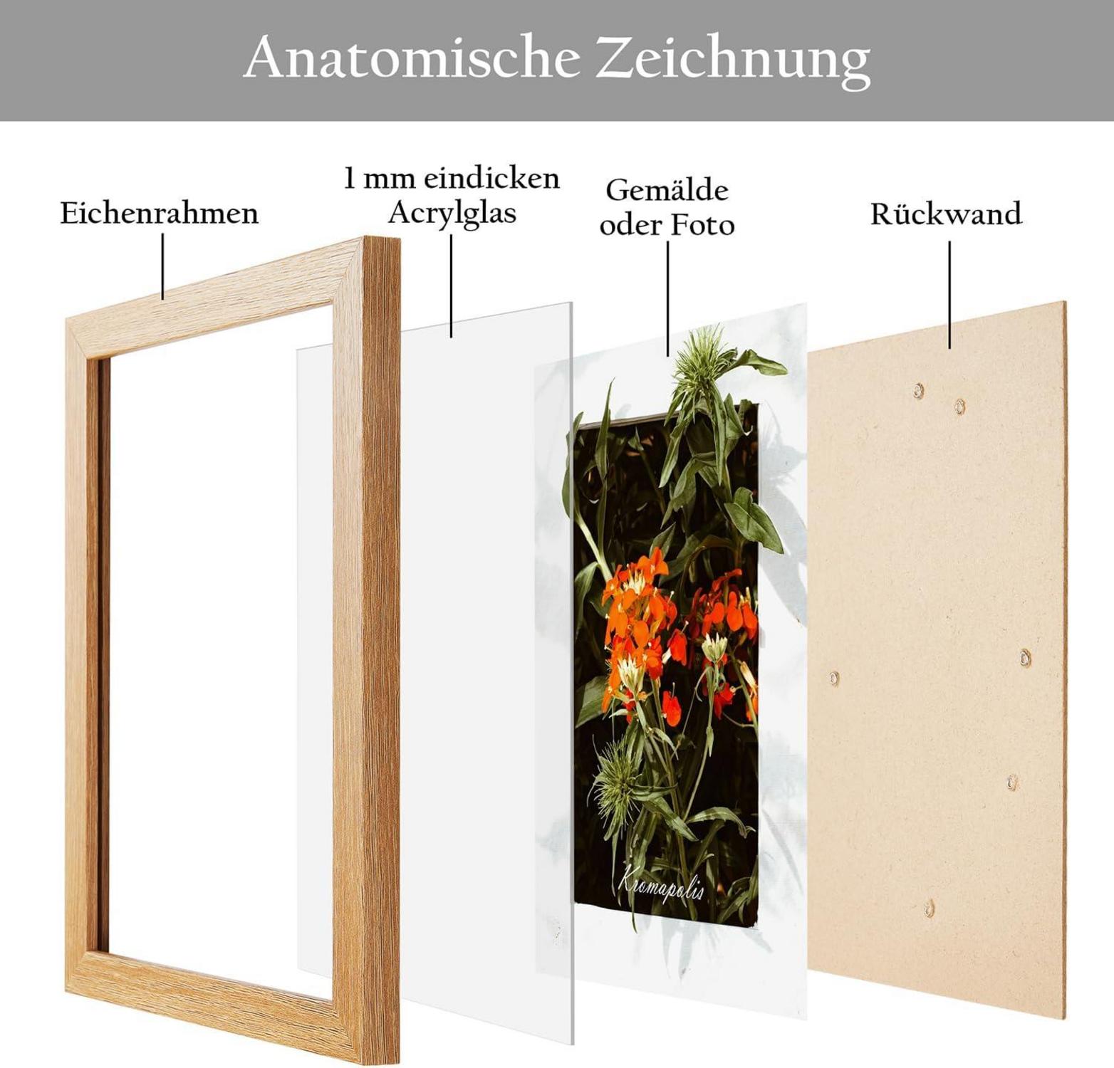 Kromapolis 2 Stück Kleine Bilderrahmen MDF Rahmen 15x20 cm Acrylglas Eichenoptik