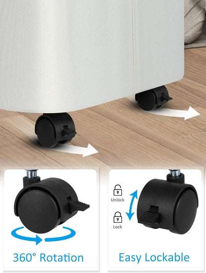 Großer Wäschekorb mit Rollen und Deckel aus Bambus 100L Beige