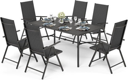 Gartenmöbel Set 6 Personen Aluminium Klappbar Schwarz