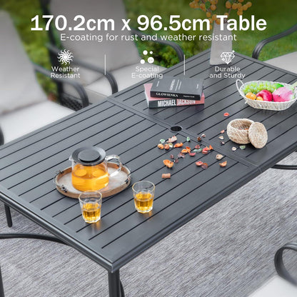 Gartenmöbel Set 6 Personen Verstellbar Aluminium Klappbar Schwarz