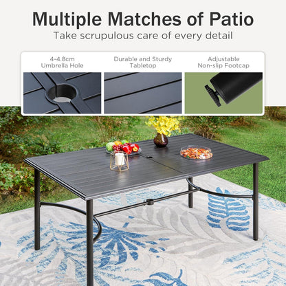 Gartenmöbel Set 6 Personen Verstellbar Aluminium Klappbar Schwarz