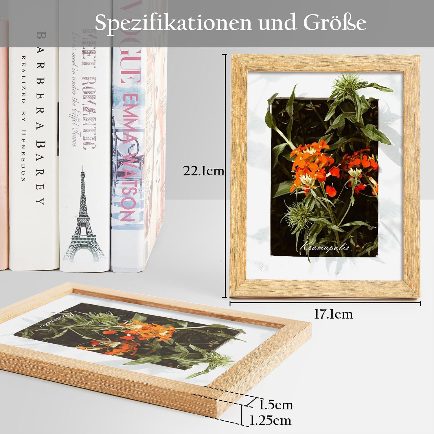 4er Set Kleine Bilderrahmen 15x20 cm Eichenoptik Acrylglas