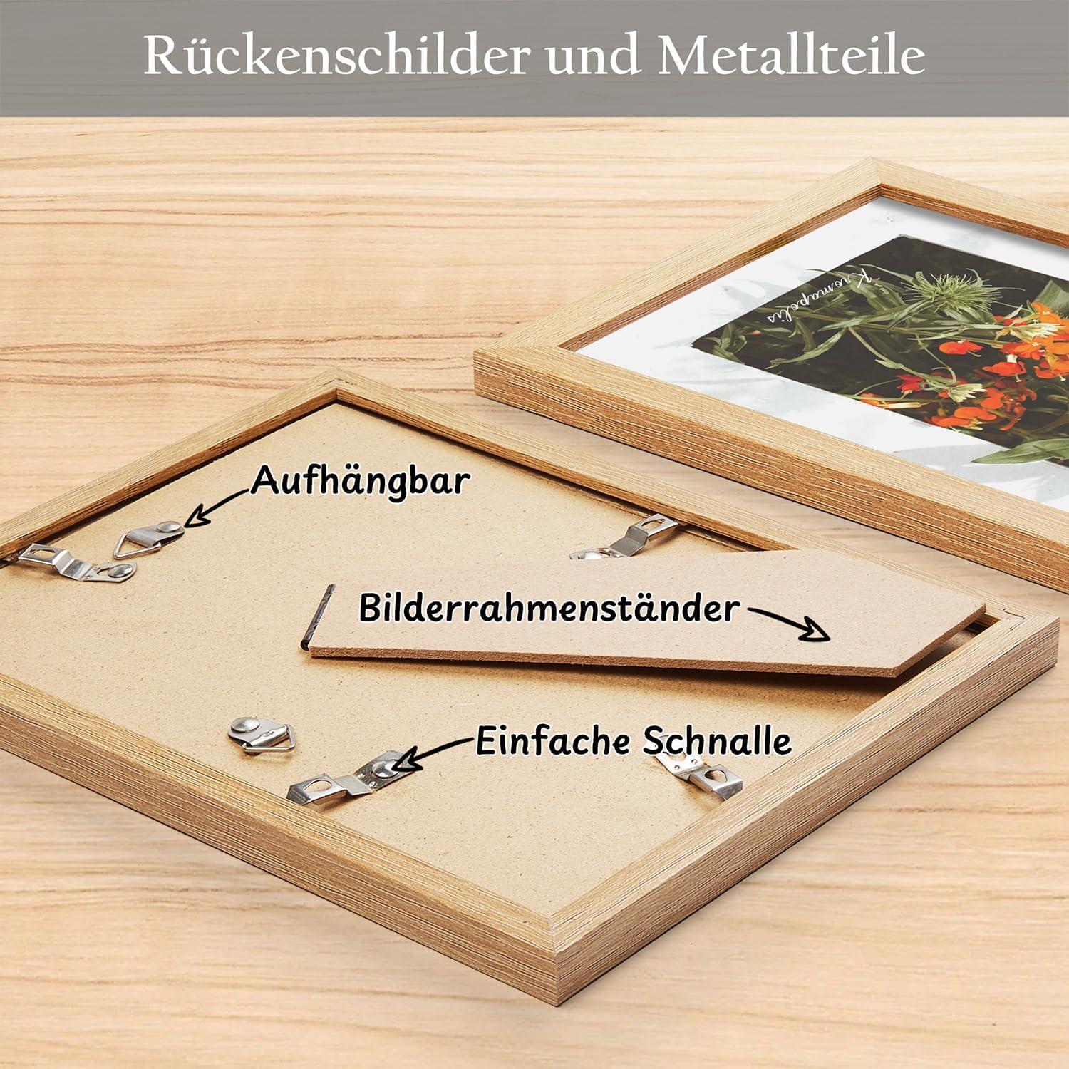 Bilderrahmen Set: 4x MDF Rahmen 15x20 cm, Acrylglas, Eichenoptik