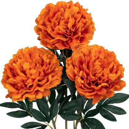 3er Set 74cm Künstliche Pfingstrosen Stiel Orange Rosen Bouquet