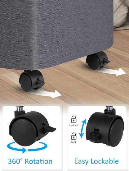 Wäschekorb mit Rollen XL 100L Deckel Bambus Grau Innentasche