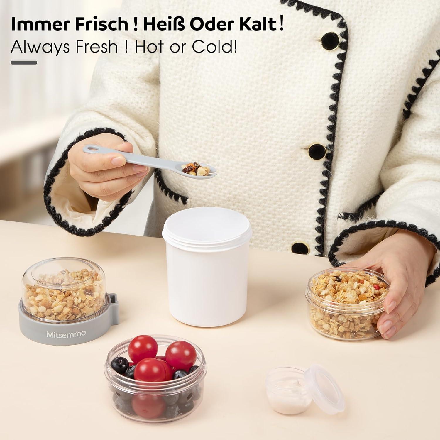 Müslibecher to Go 560ml 230ml Joghurtbecher Kinder Löffel Müsli Cup Cornflakes