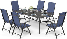 Gartenmöbel Set 7-Fach Verstellbar 6 Personen Aluminium Blau