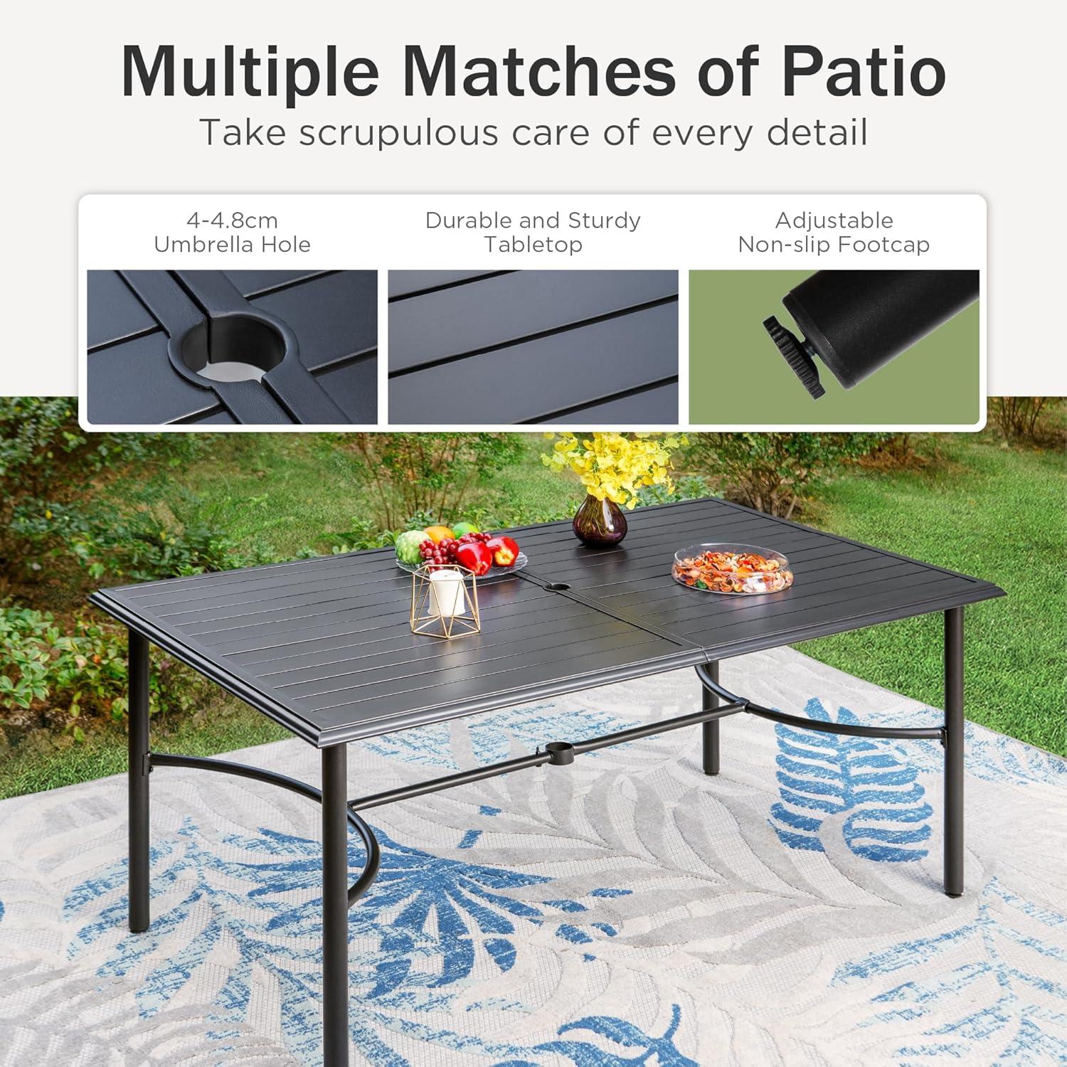 Gartenmöbel Set 6 Personen 7-Fach Verstellbar Klappbar Aluminium Blau