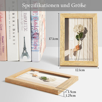 Kleine Bilderrahmen 10x15 cm 4er Set MDF Rahmen Eichenoptik