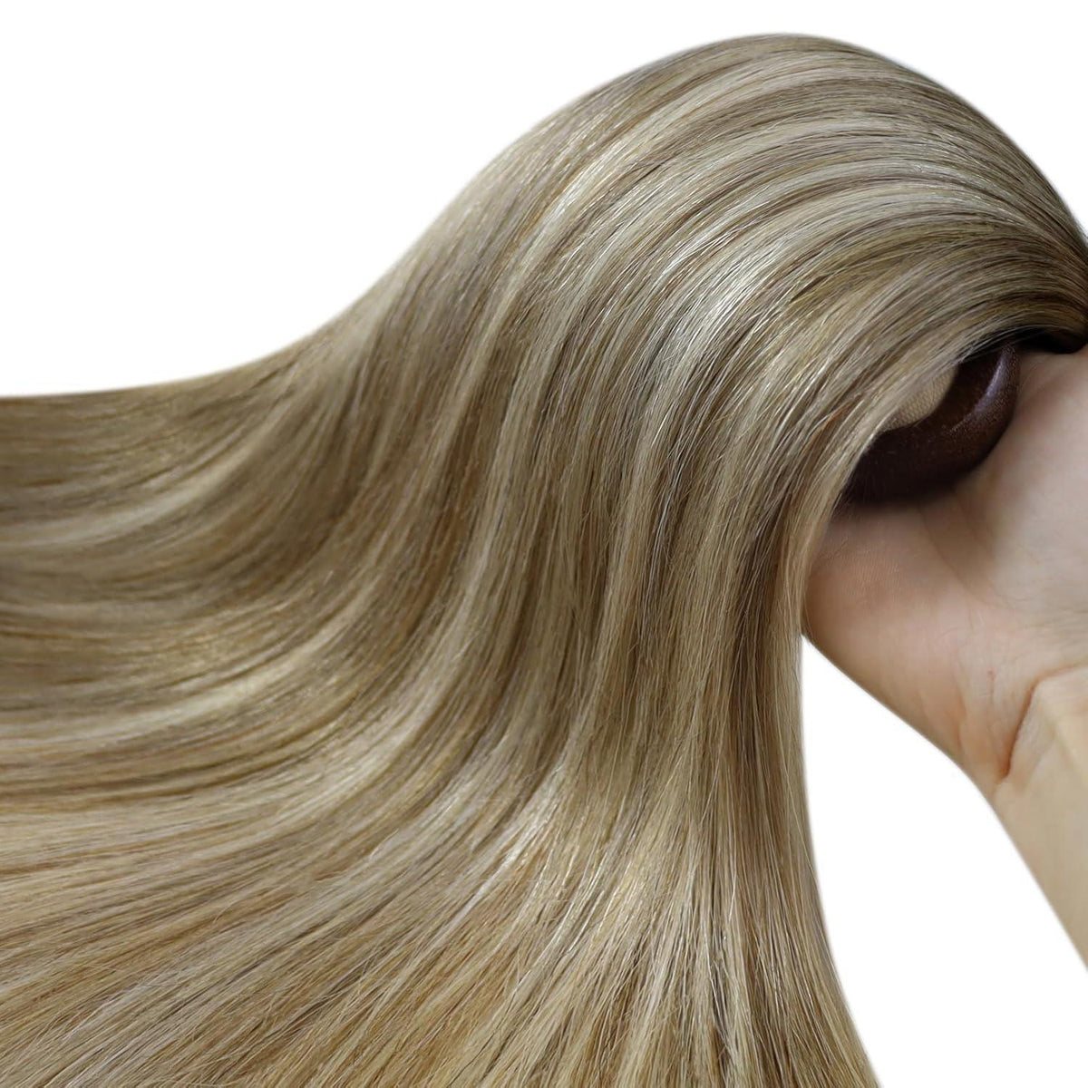 Echthaar Microring Extensions Braun Balayage Blond 55cm
