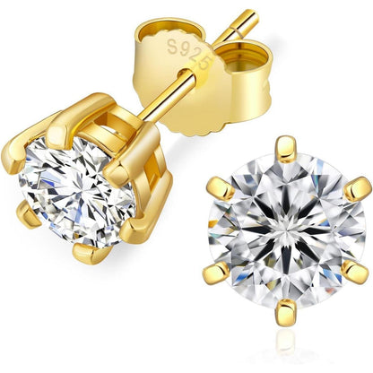 Moissanite Ohrringe Silber 925 Damen 6mm 1,6 Karat VVS1 D