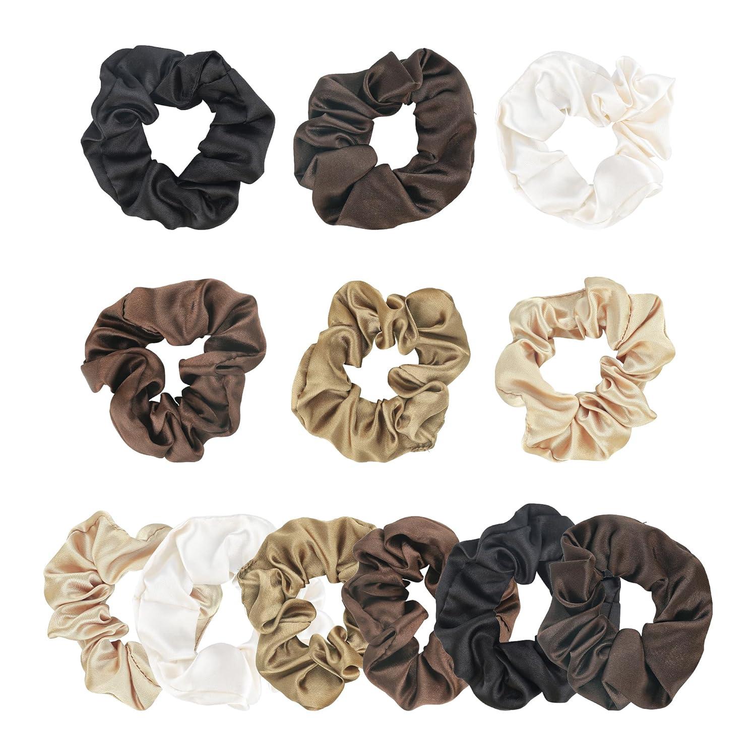 12er Set Satin Scrunchie Haargummis 6 Farben Damen Haarband Scrunchies