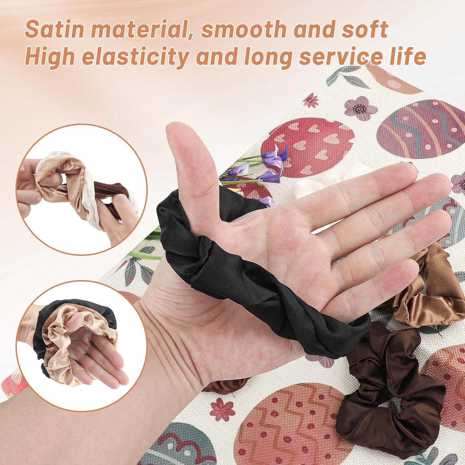 12er Set Satin Scrunchie Haargummis 6 Farben Damen Haarband Scrunchies