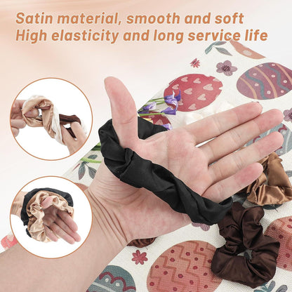 12er Set Satin Scrunchie Haargummis 6 Farben Damen Haarband Scrunchies