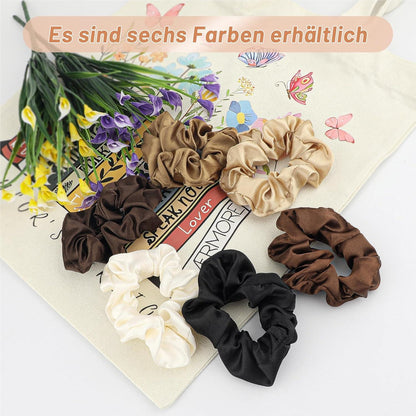 12er Set Satin Scrunchies Haargummi Damen | 6 Farben Scrunchies für Daily Life, Partys, Hochzeiten | Premium Qualität Scrunchie Haarbänder