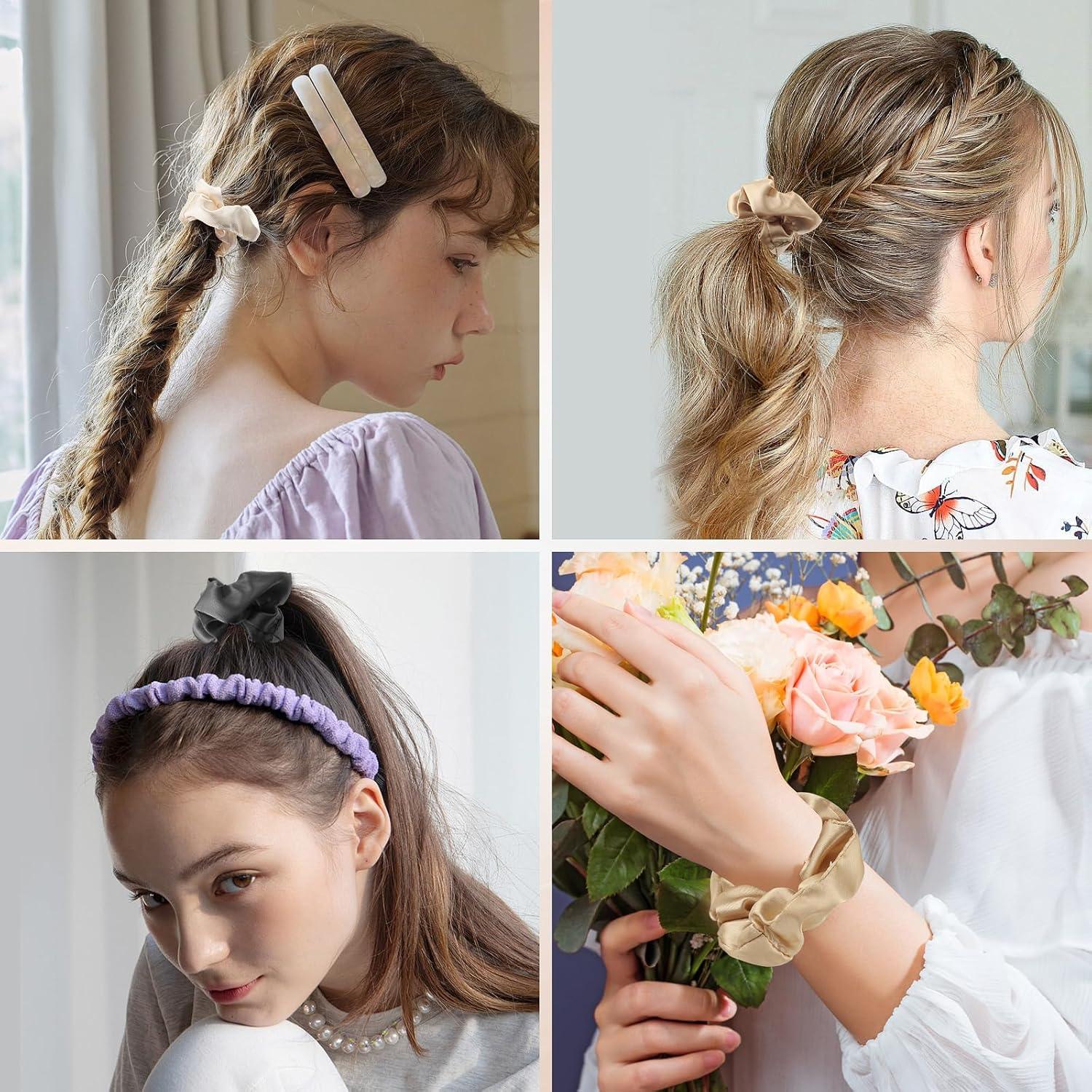 12 Satin Scrunchies Haargummi Set Damen 6 Farben für tägliches Leben, Partys
