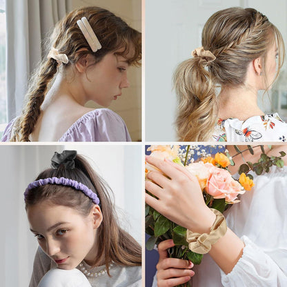 12 Satin Scrunchies Haargummi Set Damen 6 Farben für tägliches Leben, Partys