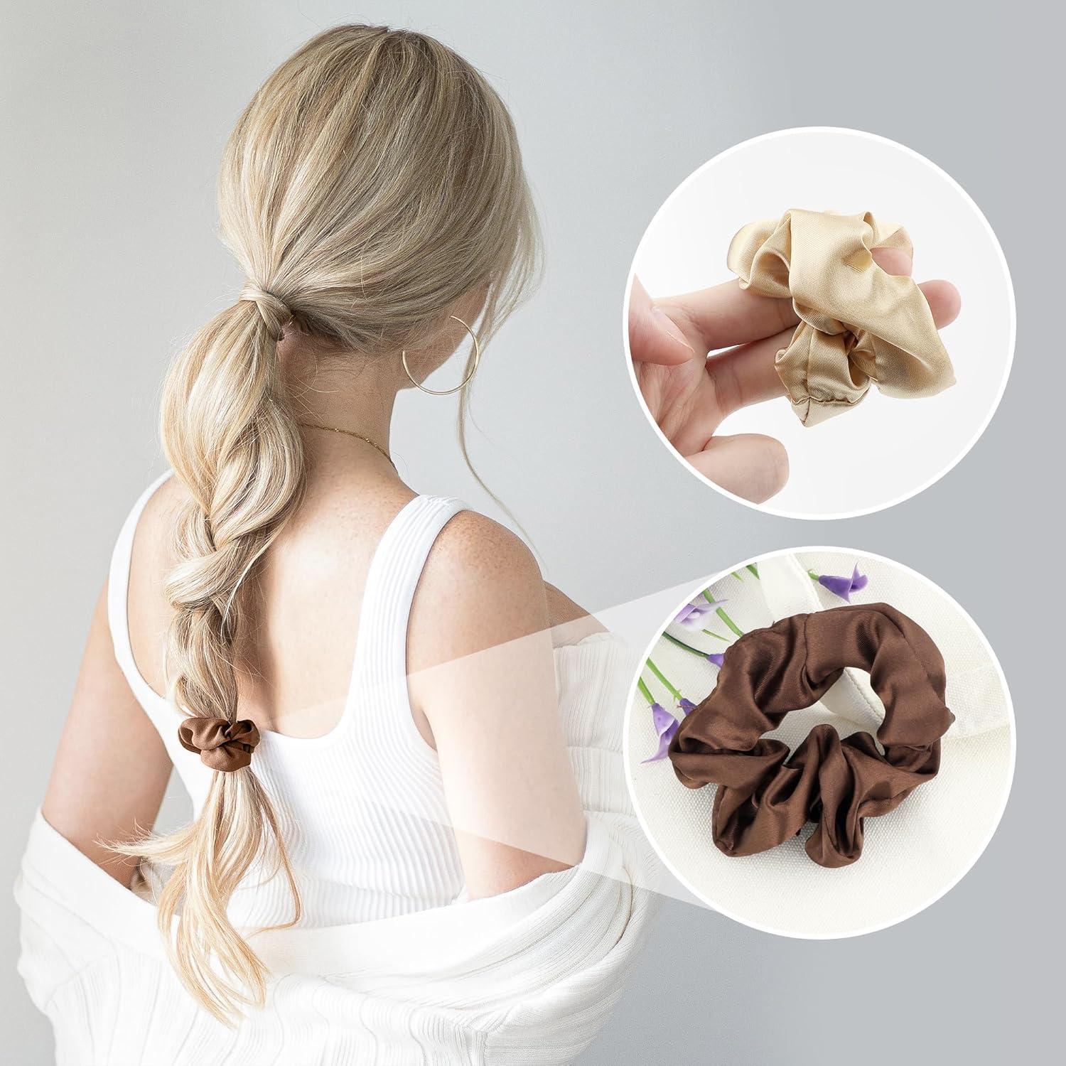 12er Set Satin Scrunchies Haargummis Damen 6 Farben für Party Hochzeit